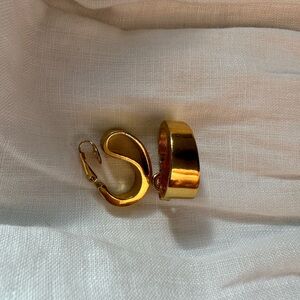 Crown TRIFARI Half Hoop Gold Tone Earrings